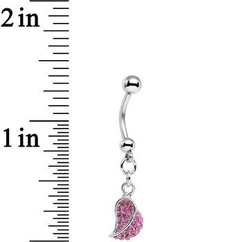 Half of My Heart Rose Flower Gem Encrusted Dangle Belly Ring