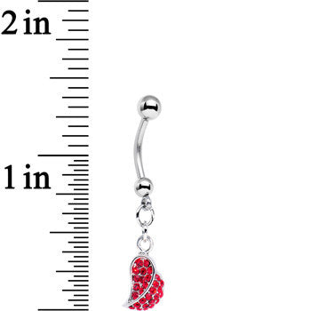 Half of My Heart Red Gem Encrusted Dangle Belly Ring