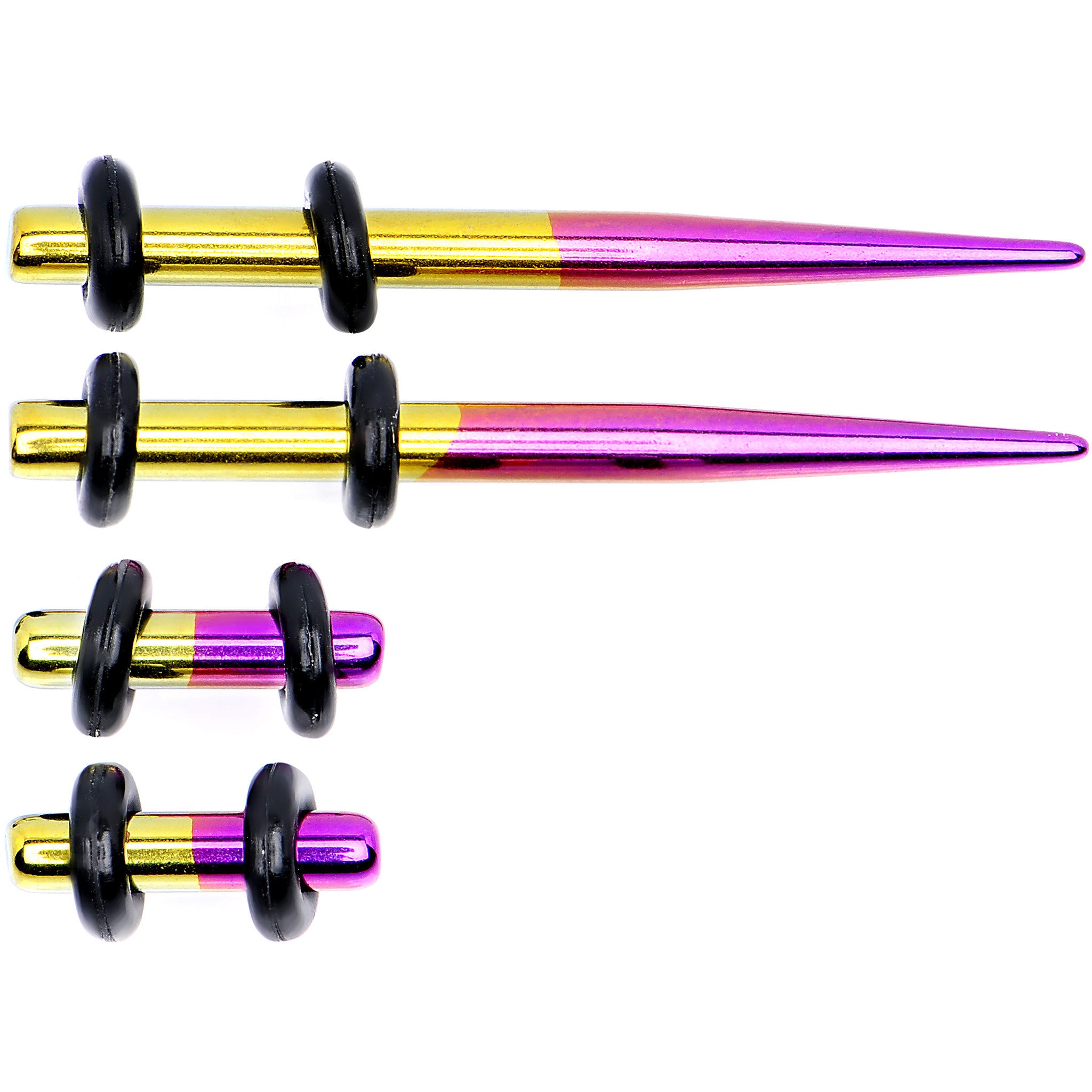 8 Gauge Yellow and Purple Titanium IP Steel Taper Plug Set