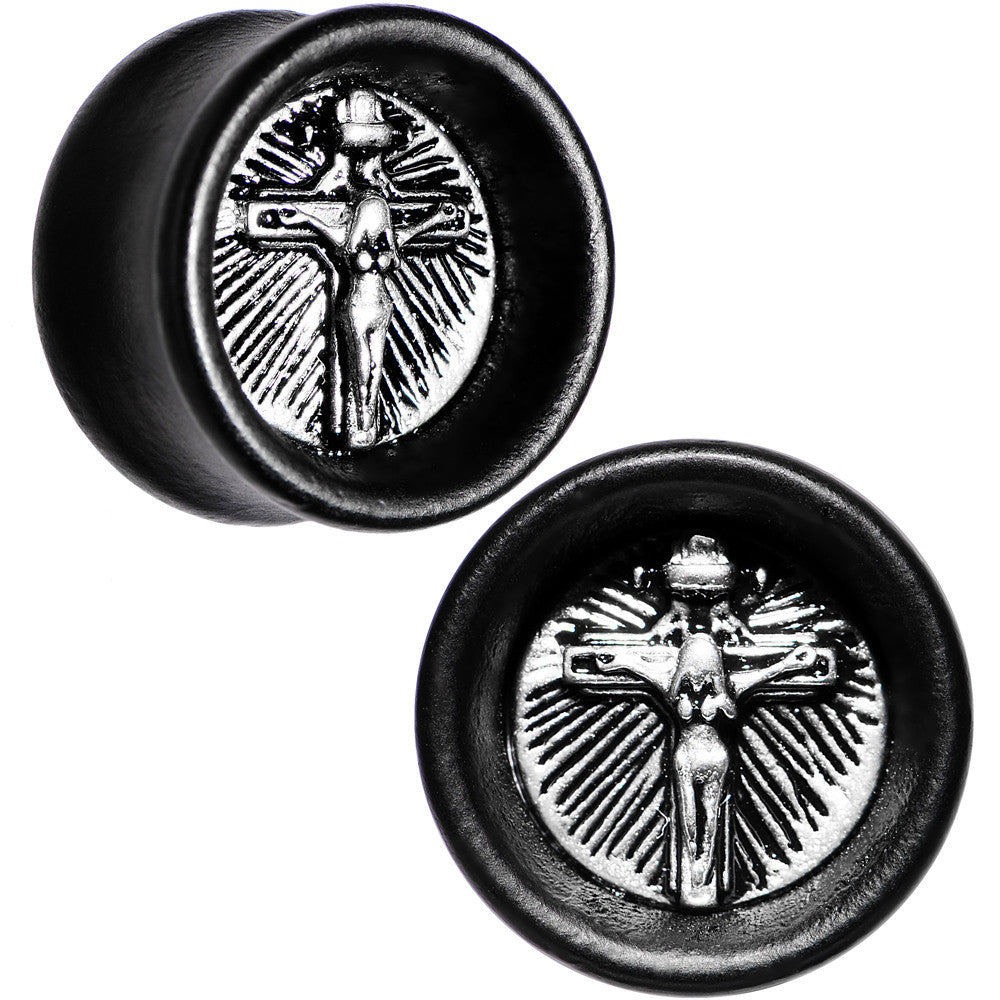 18mm Black Organic Beechwood Stainless Steel Cross Saddle Plug Set