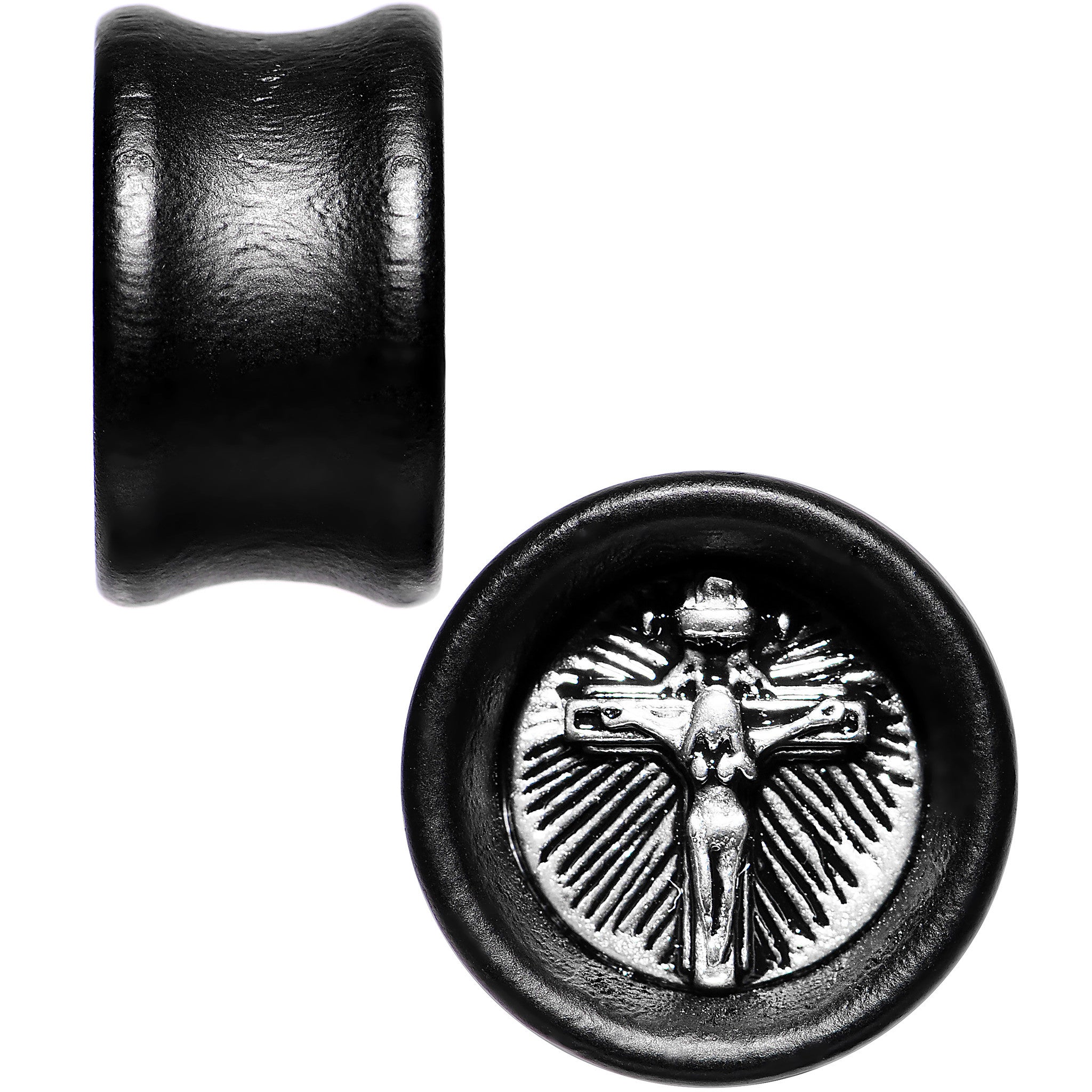 18mm Black Organic Beechwood Stainless Steel Cross Saddle Plug Set