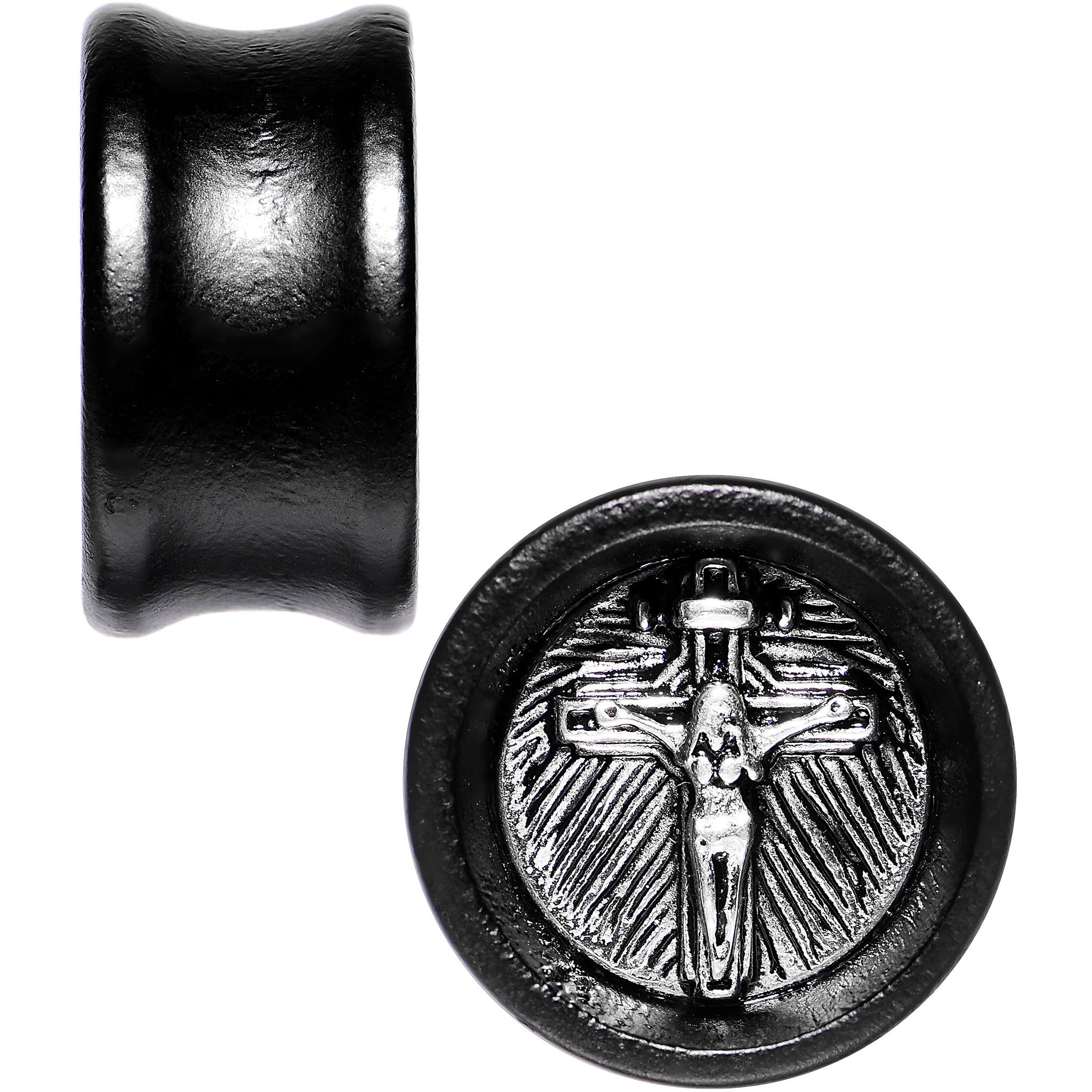 20mm Black Organic Beechwood Stainless Steel Cross Saddle Plug Set