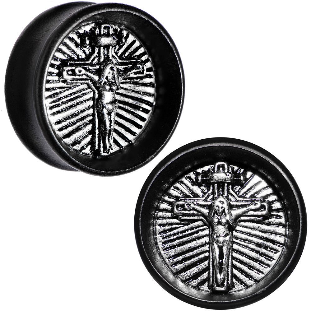 25mm Black Organic Beechwood Stainless Steel Cross Saddle Plug Set