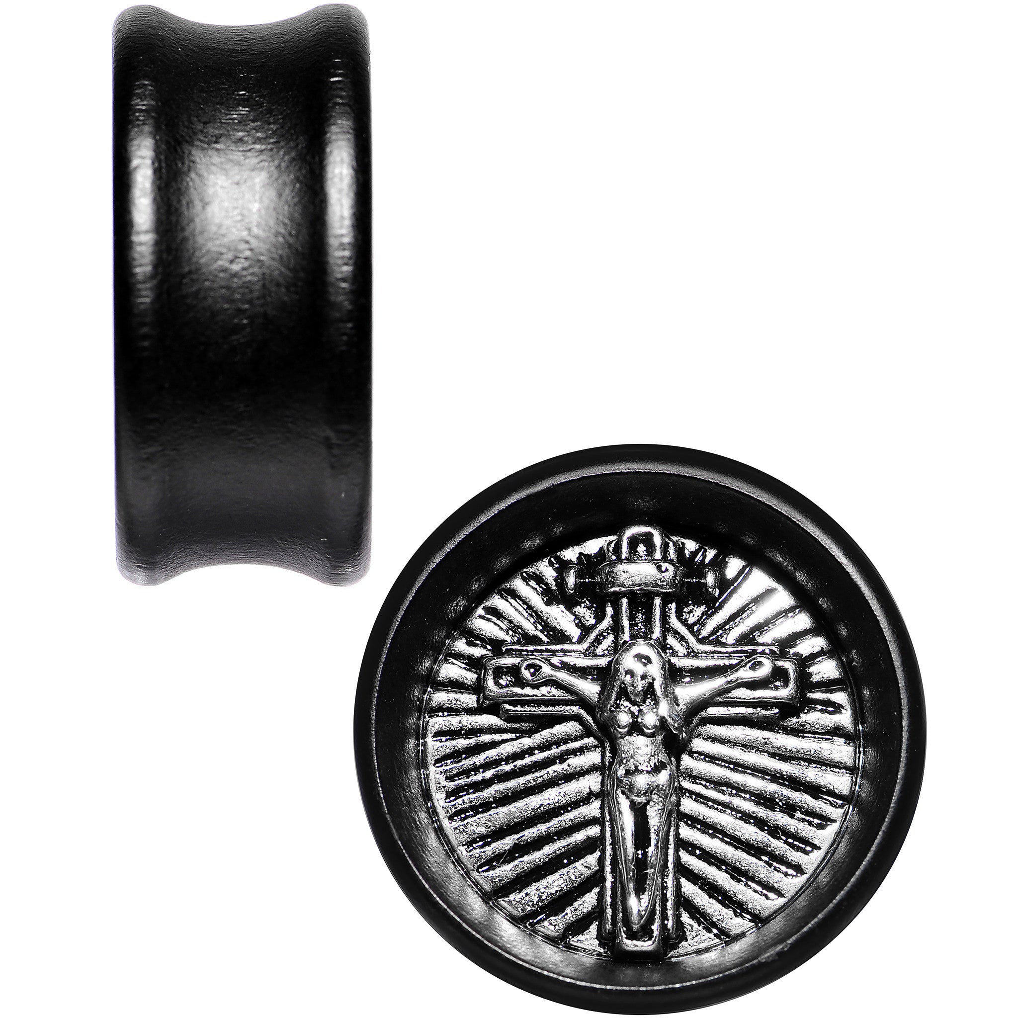 25mm Black Organic Beechwood Stainless Steel Cross Saddle Plug Set