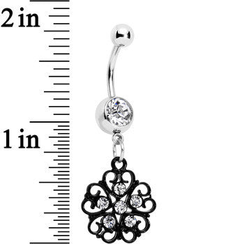 Clear Czech Stone Black Quinate Romance Dangle Belly Ring