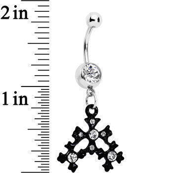 Clear Czech Stone Black Snow Flurry Dangle Belly Ring