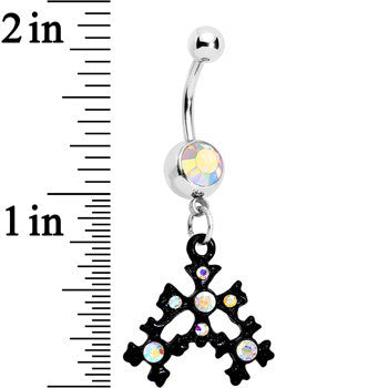 Aurora Czech Stone Black Snow Flurry Dangle Belly Ring