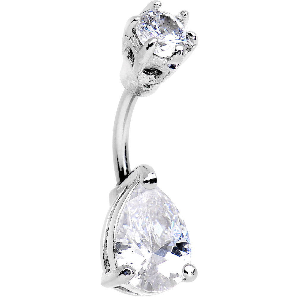 Cleverly Clear Czech Stone Teardrop Belly Ring