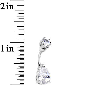 Cleverly Clear Czech Stone Teardrop Belly Ring