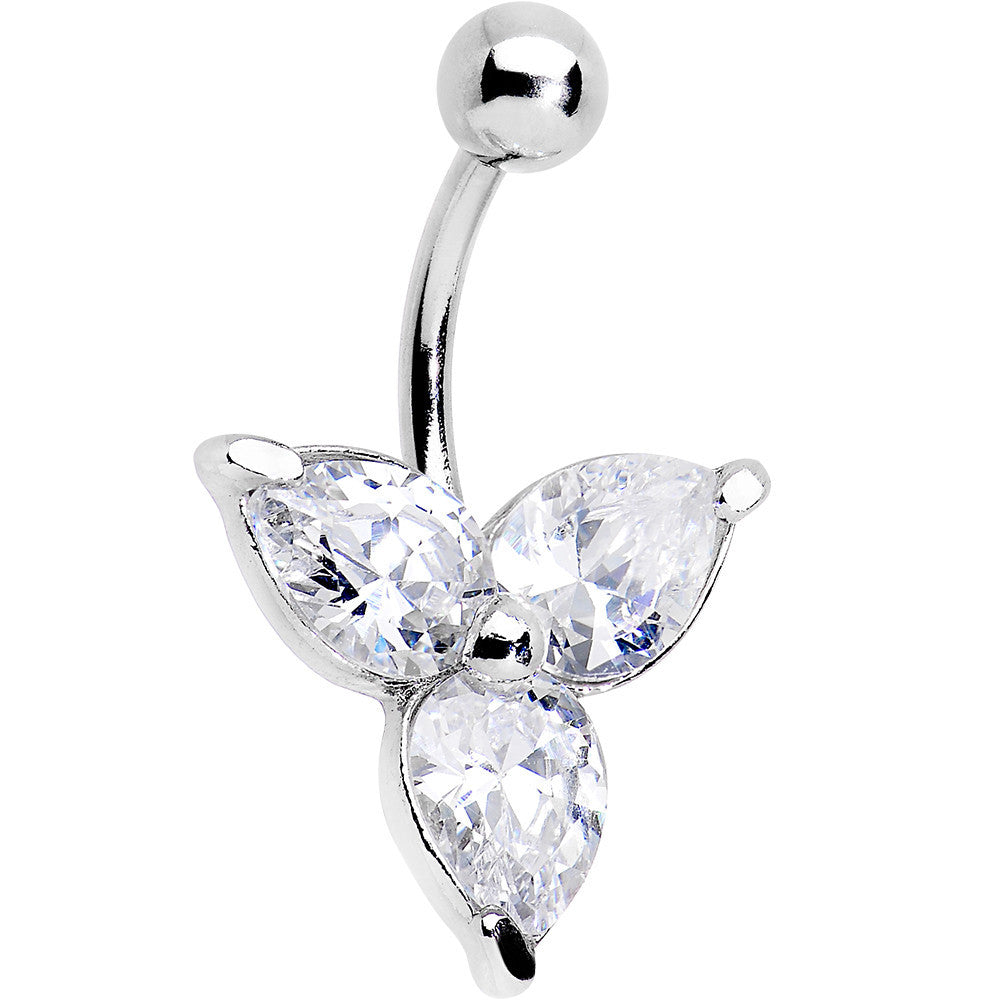 Clear Czech Stone Crystalline Trio Belly Ring