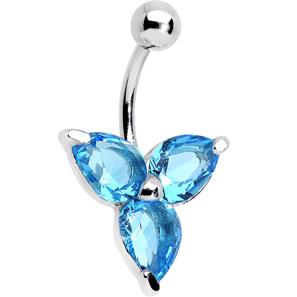 Aqua Czech Stone Crystalline Trio Belly Ring