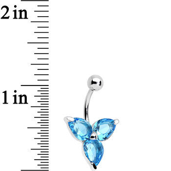 Aqua Czech Stone Crystalline Trio Belly Ring