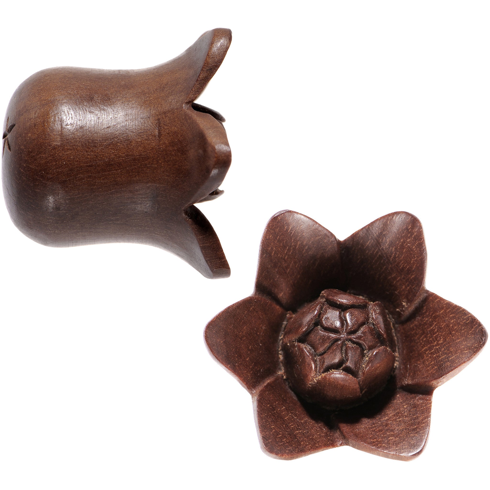 3/4 Organic Sabo Wood Bali Bloom Single Flare Plug Set