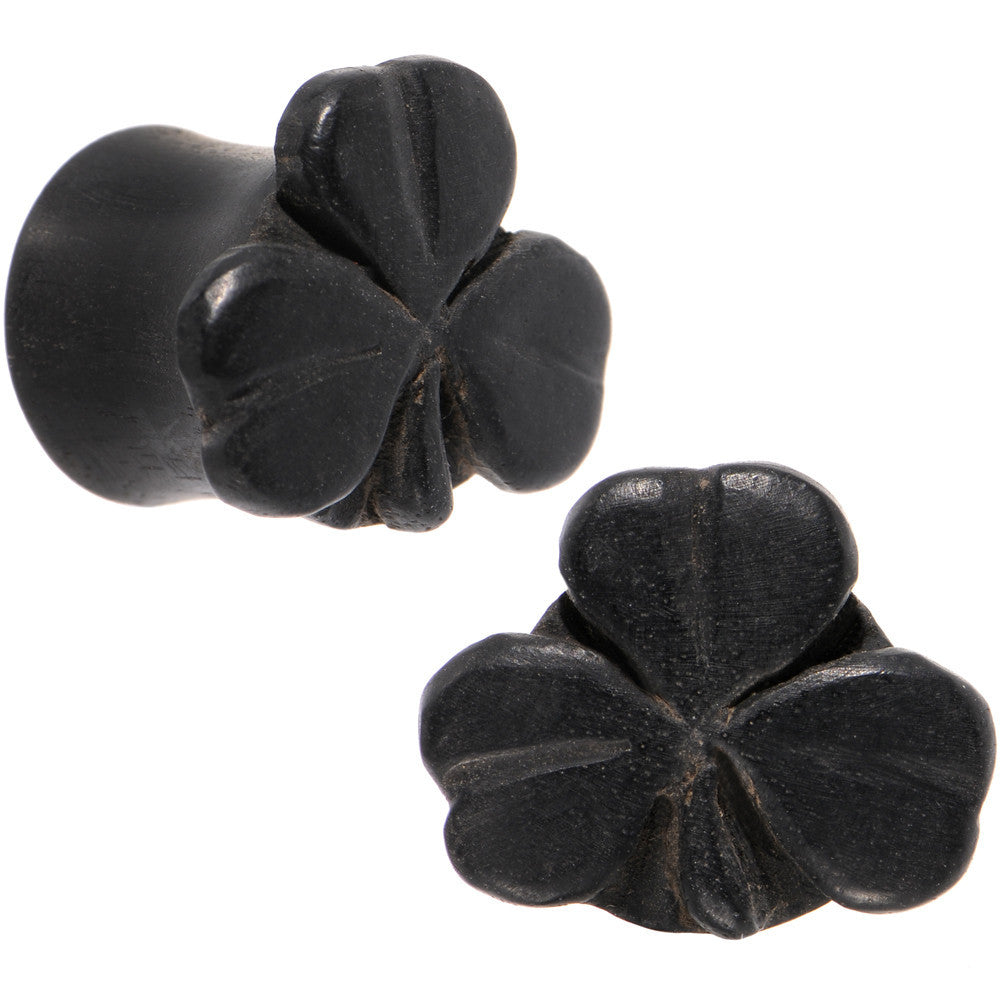 7/16 Organic Arang Wood Shamrock Single Flare Plug Set