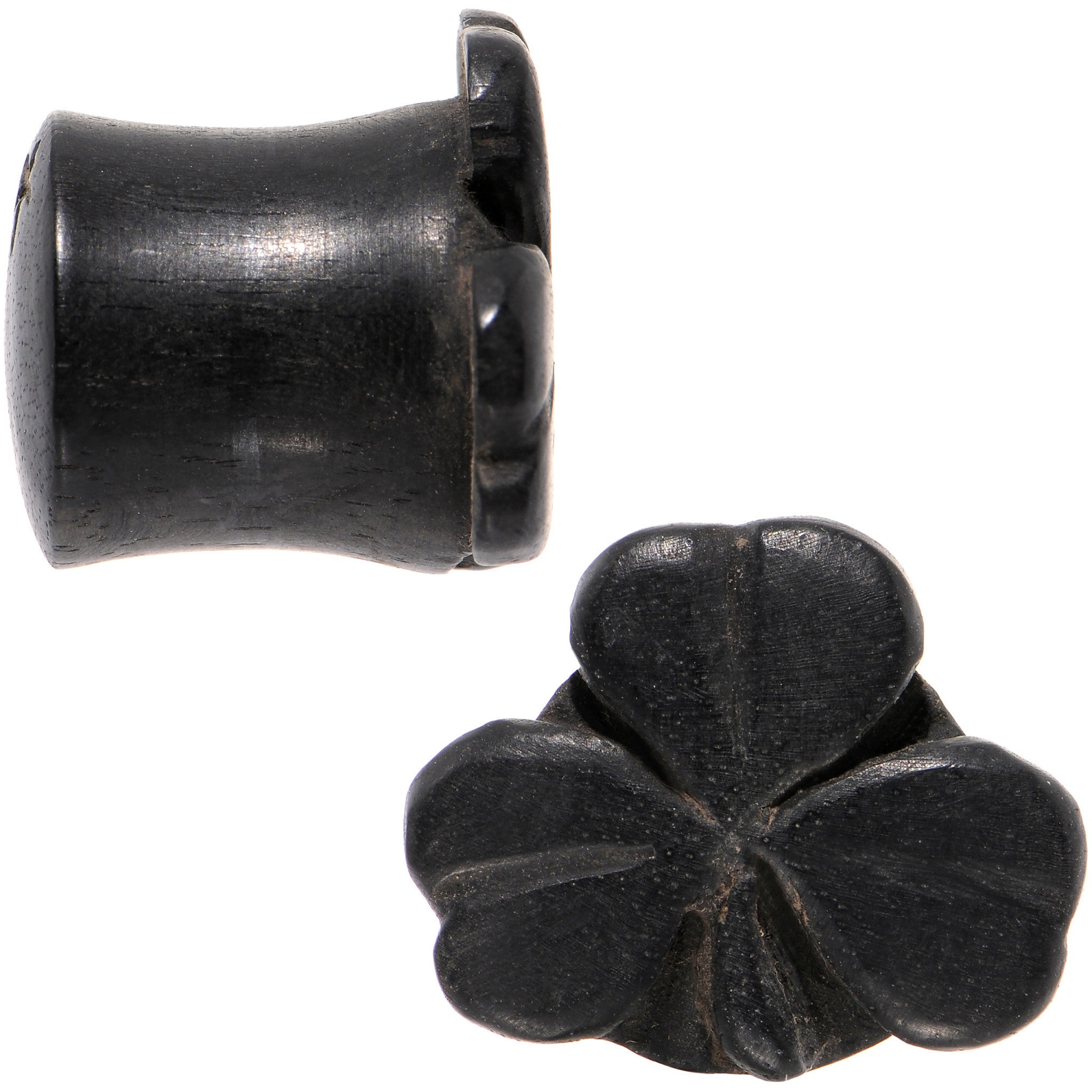 7/16 Organic Arang Wood Shamrock Single Flare Plug Set