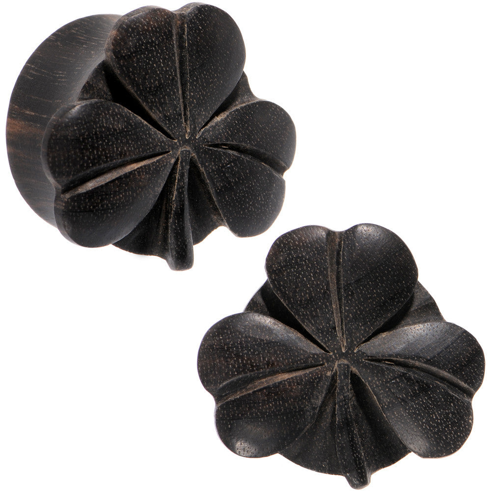 7/8 Organic Arang Wood Shamrock Single Flare Plug Set