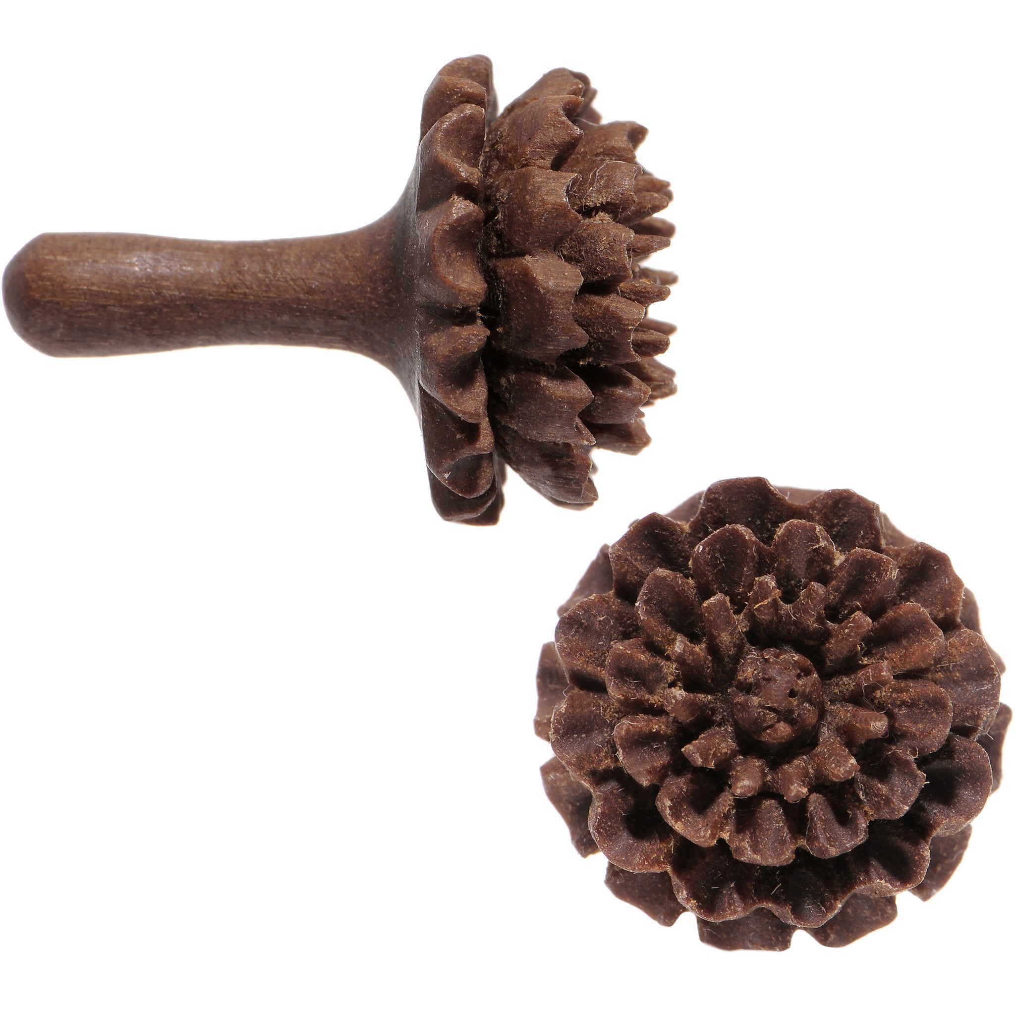 8 Gauge Organic Sabo Wood Chrysanthemum Single Flare Plug Set