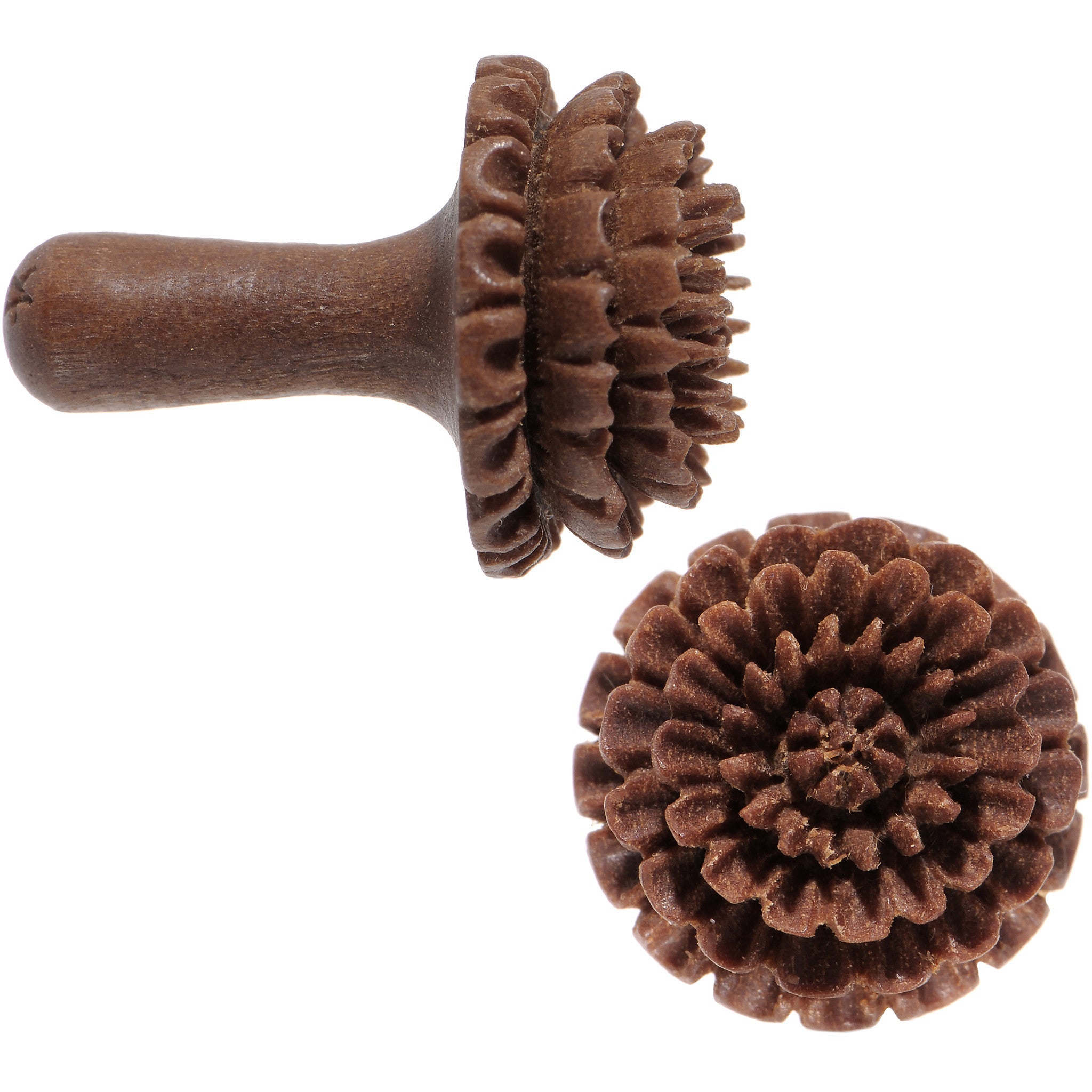 6 Gauge Organic Sabo Wood Chrysanthemum Single Flare Plug Set