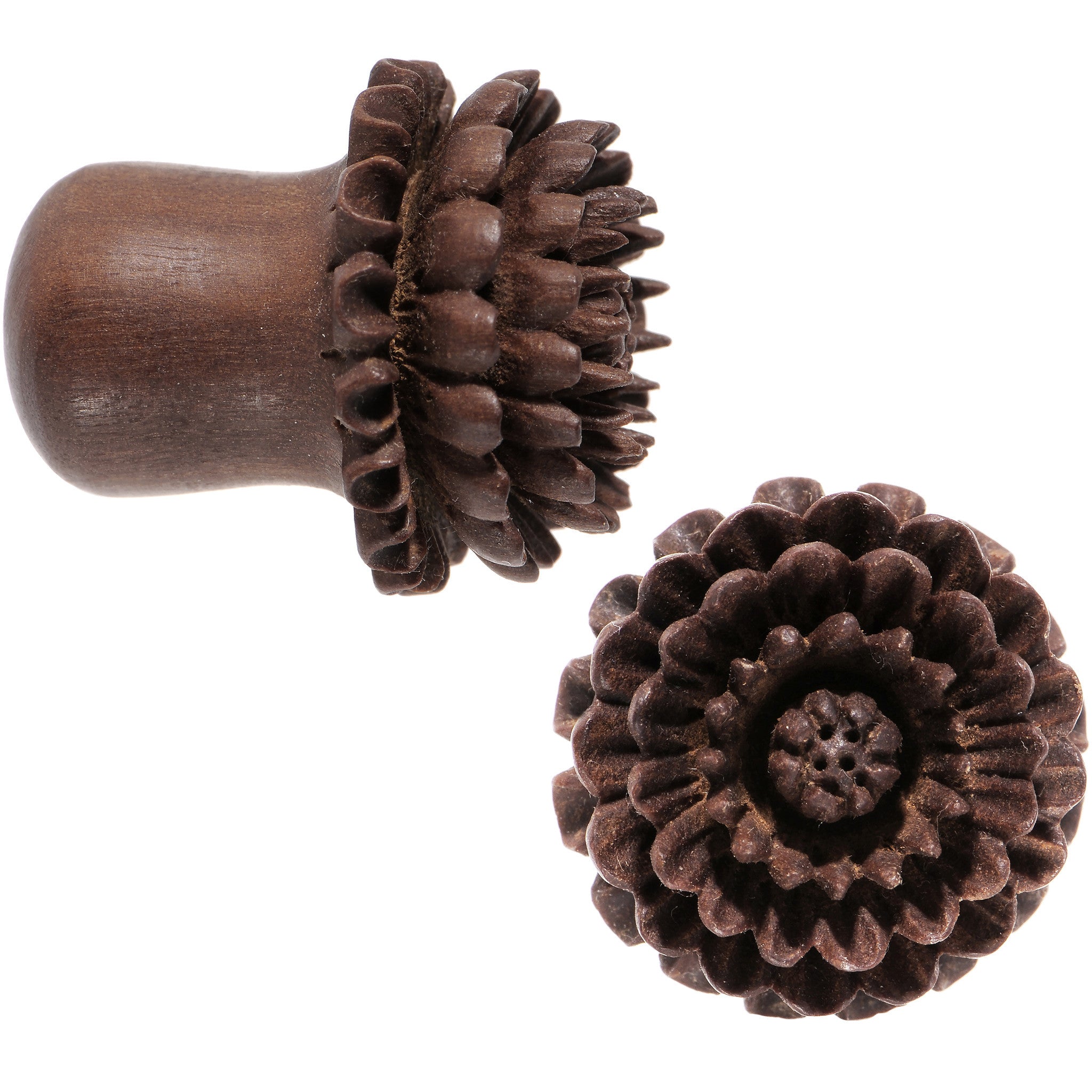 1/2 Organic Sabo Wood Chrysanthemum Single Flare Plug Set