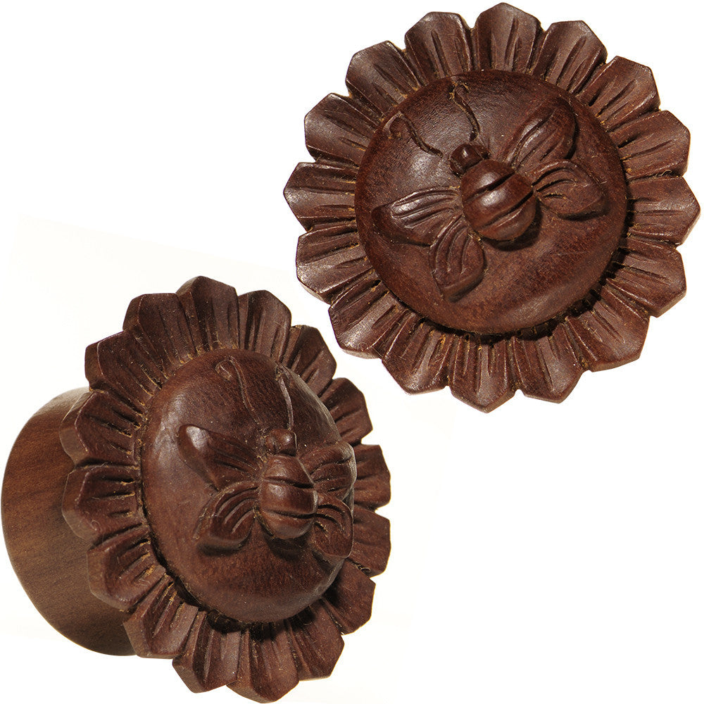 3/4 Organic Sabo Wood Bumble Bee Saddle Plug Set