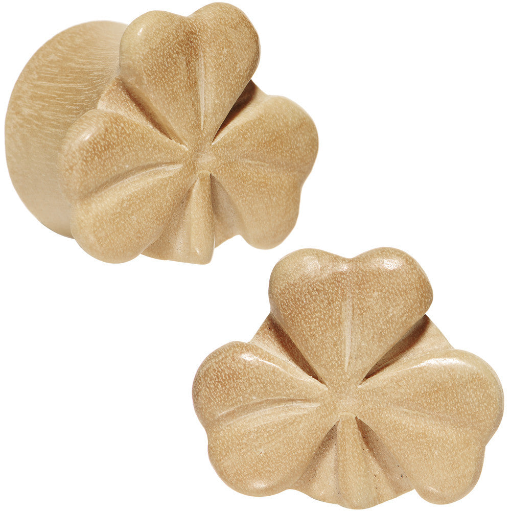 5/8 Organic Crocodile Wood Shamrock Saddle Plug Set