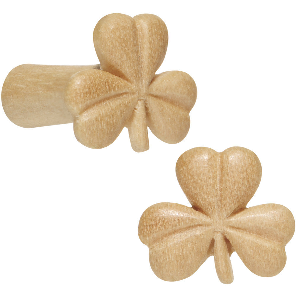 8 Gauge Organic Crocodile Wood Shamrock Saddle Plug Set