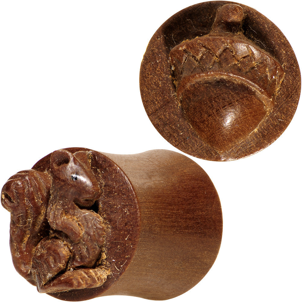 7/16 Organic Wood Squirrels Gone Nuts Saddle Plug Set