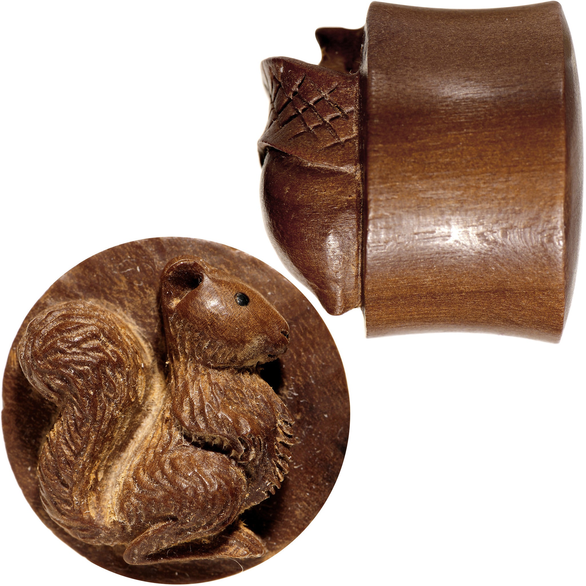 7/8 Organic Wood Squirrels Gone Nuts Saddle Plug Set