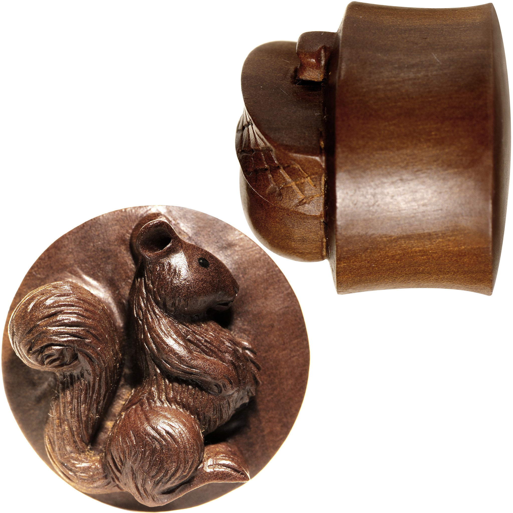 25mm Organic Wood Squirrels Gone Nuts Saddle Plug Set