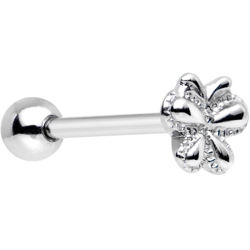 Simple Stainless Steel Butterfly Flat Top Barbell Tongue Ring