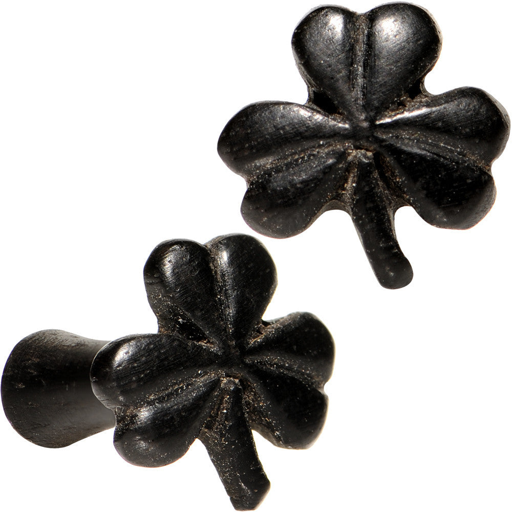 8 Gauge Dark Organic Arang Wood Shamrock Saddle Plug Set