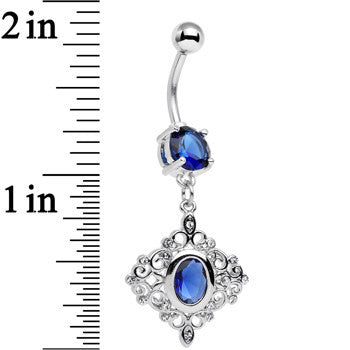 Blue CZ Gem Elegant Beauty Diamond Dangle Belly Ring