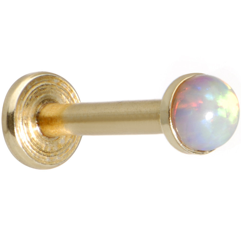 16 Gauge 5/16 White 3mm Synthetic Opal Internally Threaded Labret