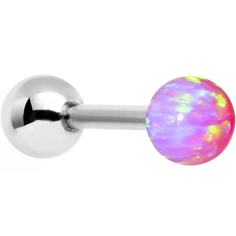 16 Gauge 1/4 Steel Pink Imitation Opal Ball Cartilage Earring