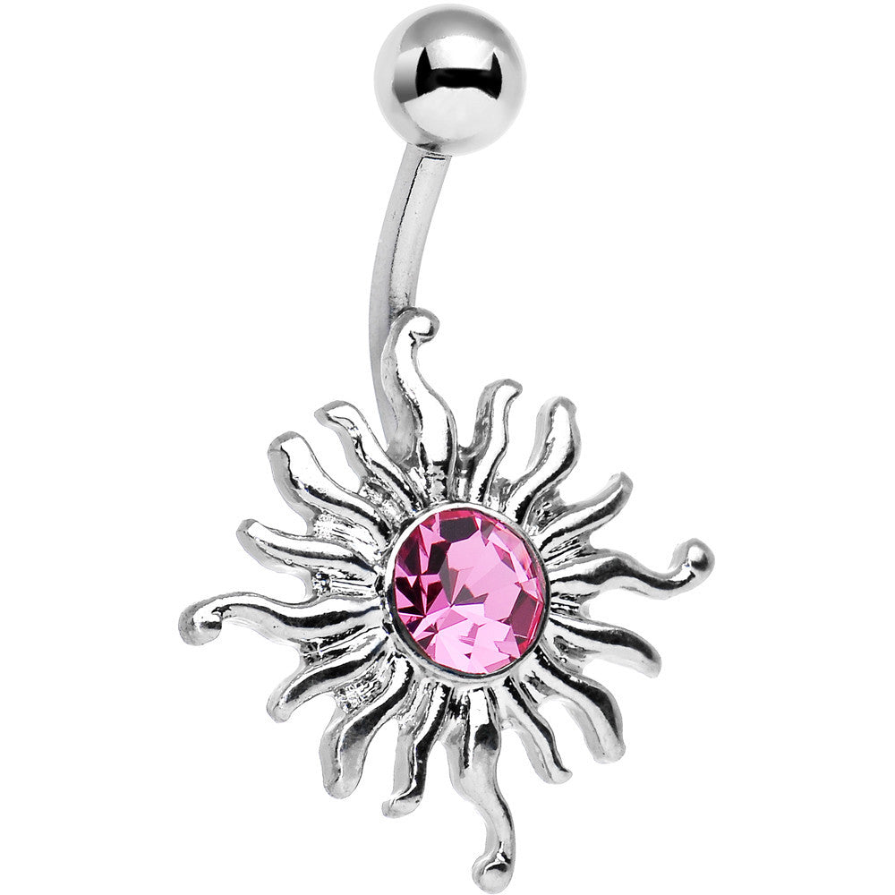 Pink Gem Tribal Shining Sun Belly Ring