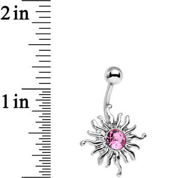 Pink Gem Tribal Shining Sun Belly Ring