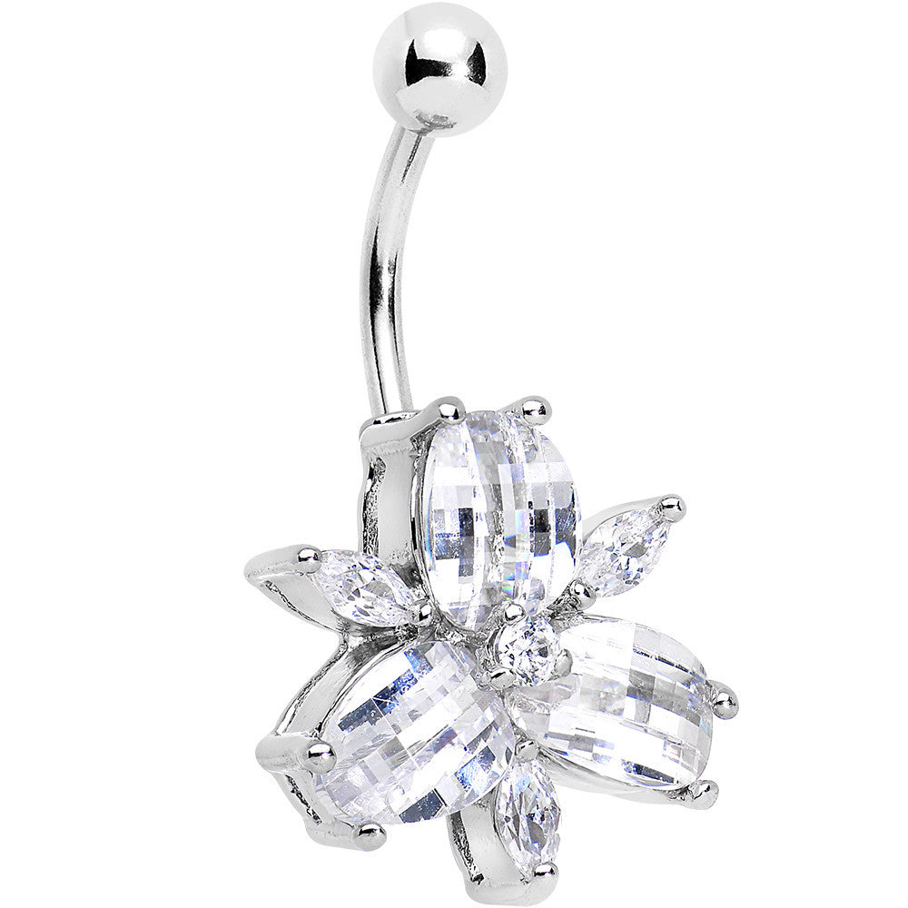 Clear Gem Pretty Petals Flower Full of Paradise Bottom Mount Belly Ring