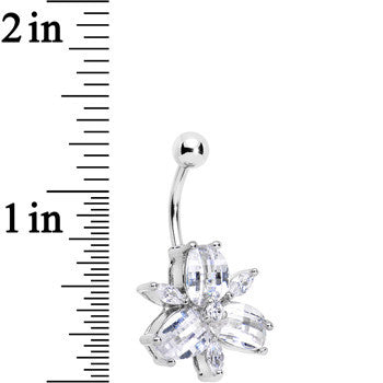 Clear Gem Pretty Petals Flower Full of Paradise Bottom Mount Belly Ring