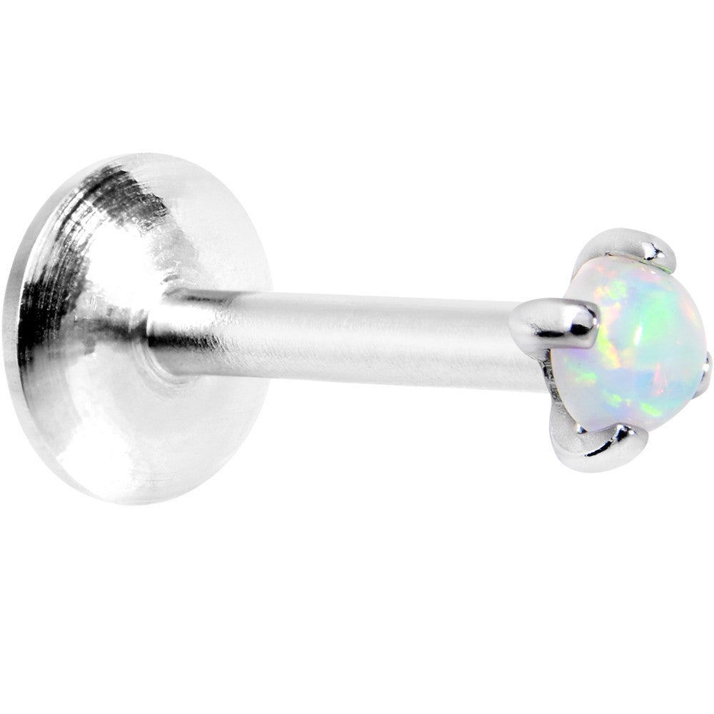 16 Gauge 5/16 White 2.5mm Synthetic Opal Internally Threaded Labret