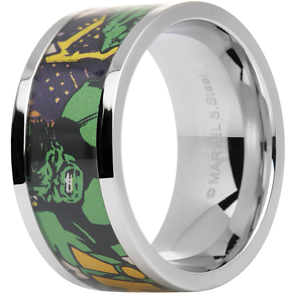 Officially Licensed Marvel Hulk Steel Printed Comic Ring