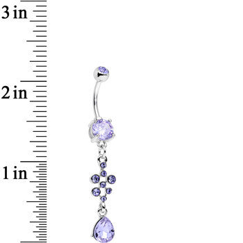 Tanzanite Stainless Steel Octo Sparkle Drop Dangle Belly Ring