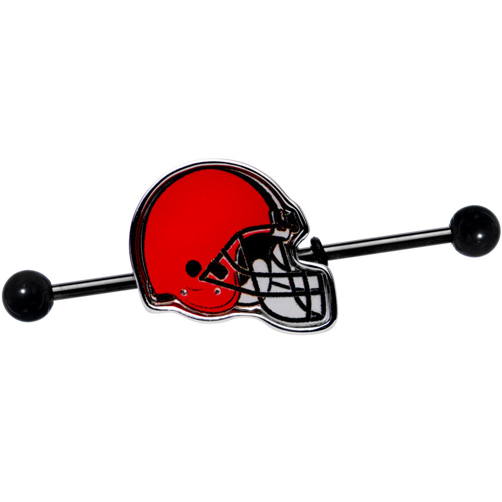 Licensed Black Plated Cleveland Browns Helmet Industrial Barbell 38mm