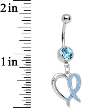 Baby Blue Gem Wispy Blue Twisted Heart Dangle Belly Ring