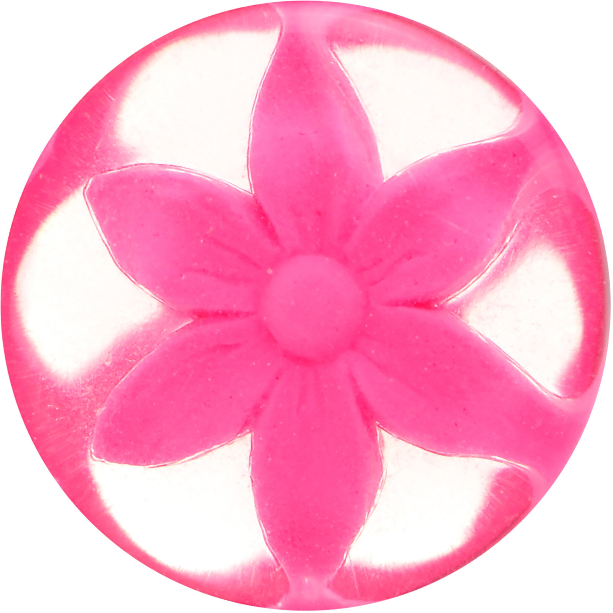 Acrylic Pretty Pink Flower Inlay Cheater Plug