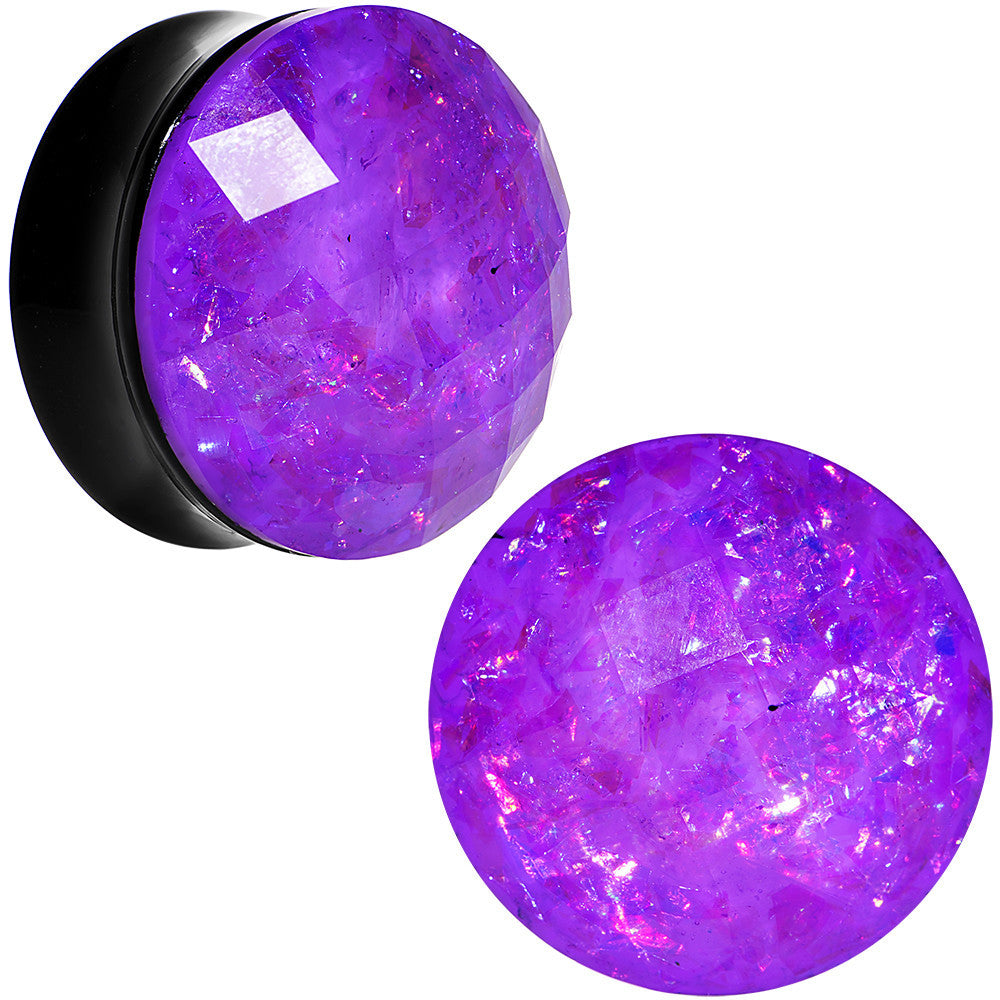 26mm Black Acrylic Fuchsia Galaxy Faceted Saddle Plug Set