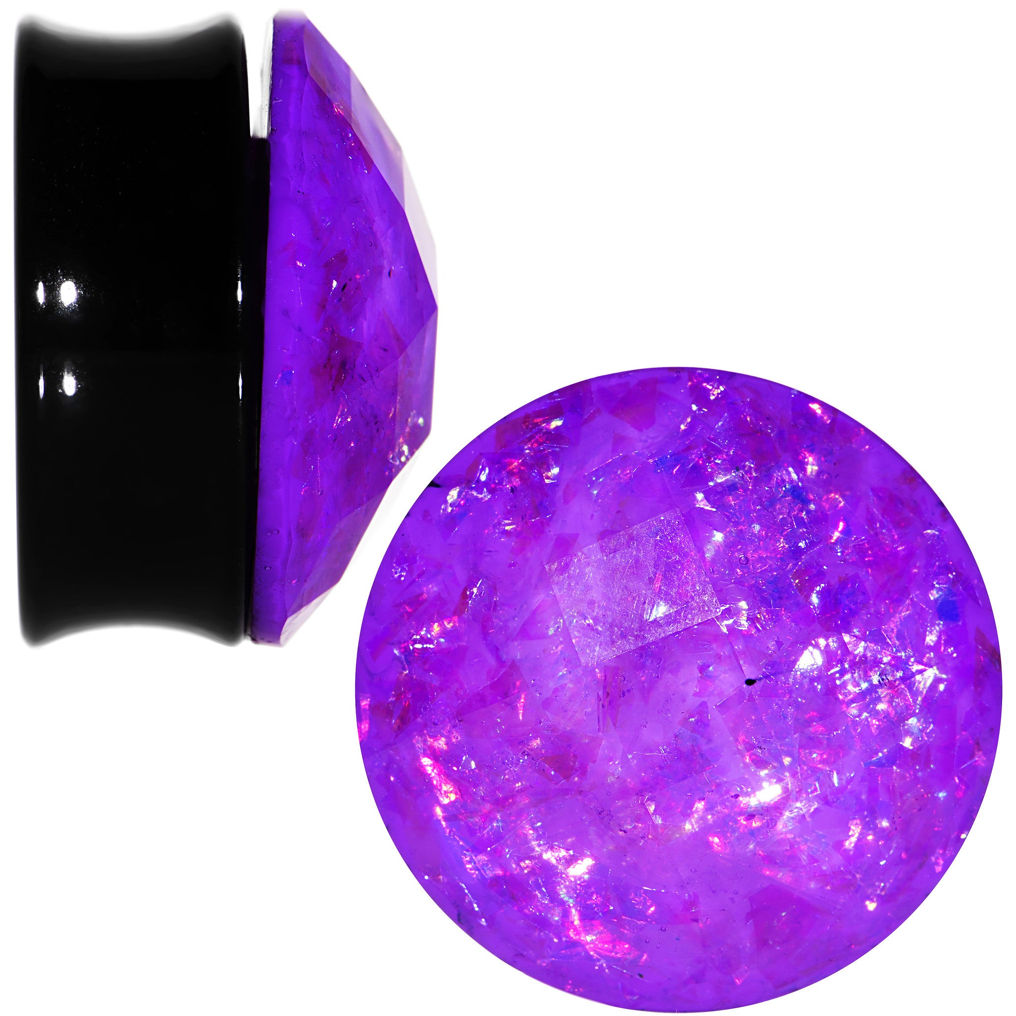 26mm Black Acrylic Fuchsia Galaxy Faceted Saddle Plug Set