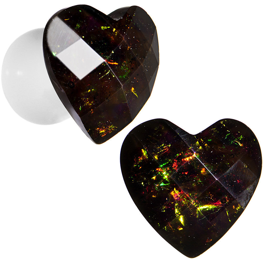 2 Gauge White Acrylic Black Valentine Love Heart Saddle Plug Set