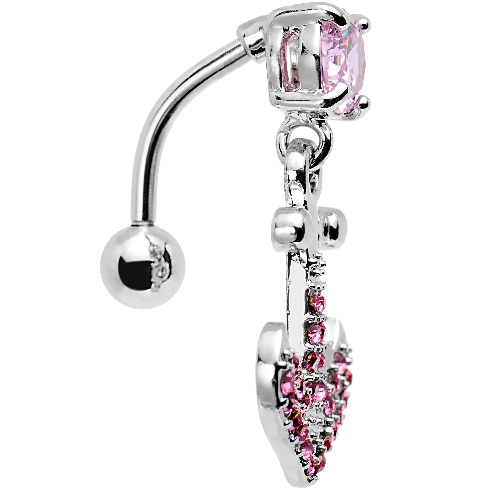 Pink Gem Paved Set My Sails Anchor Top Mount Dangle Belly Ring