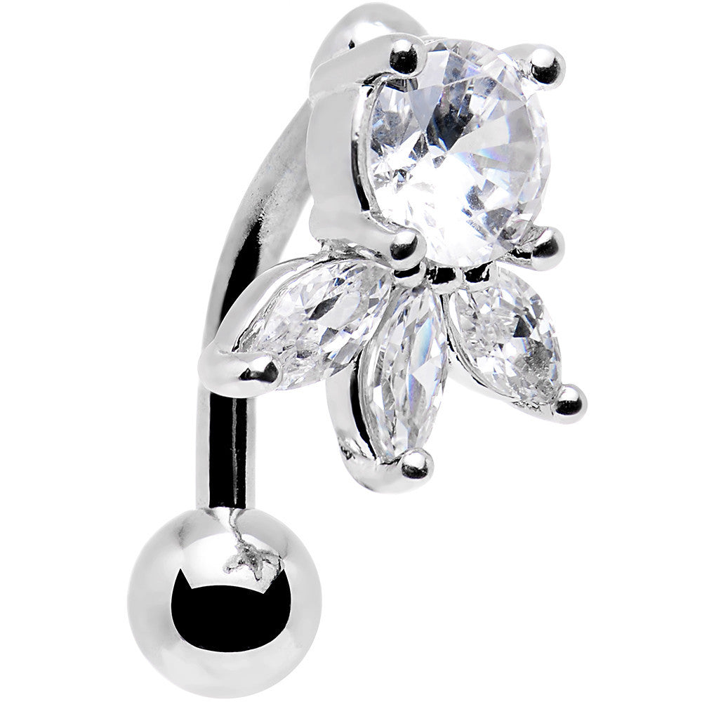 Clear Gem Flip Flower Top Mount Belly Ring