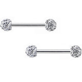 14 Gauge 9 16 Clear Ferido Gem White Ball Ends Barbell Nipple Ring Set 